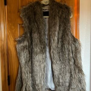 Faux fur long vest